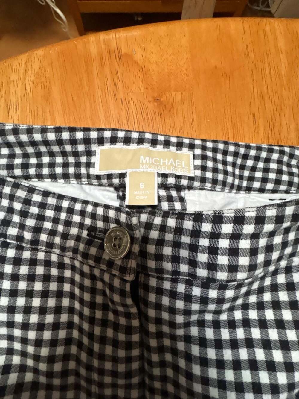 MICHAEL Michael Kors Black and White Gingham Check Ankle Pants - Picture 3 of 3